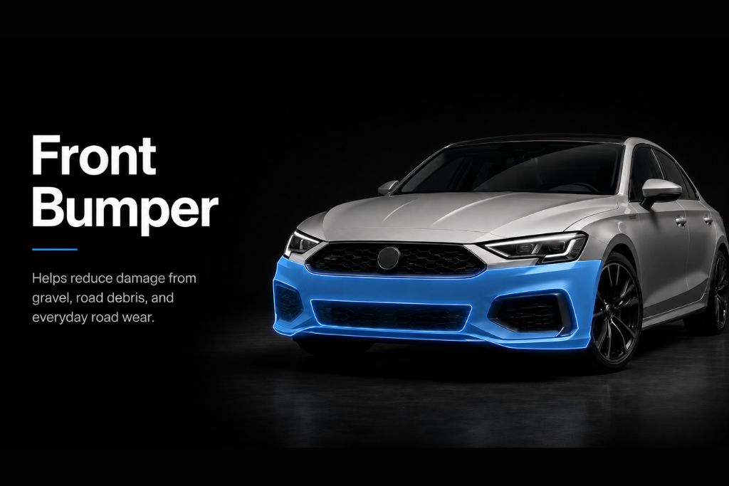 Front bumper paint protection film area